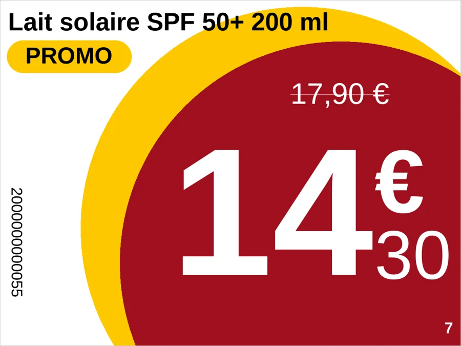 Étiquette Pricer couleur 4,2 pouces : lait solaire en promotion
